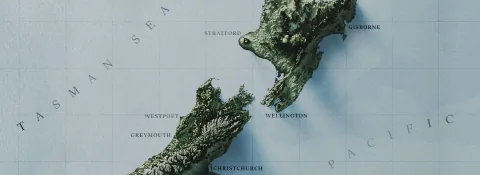 Detail of the New Zealand terrain elevation map